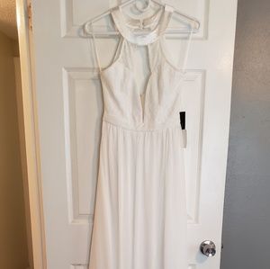 White lace and chiffon maxi Dress